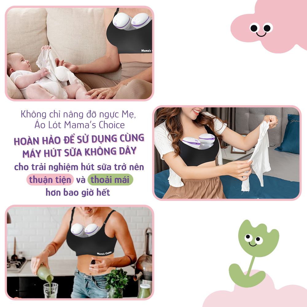 Áo Ngực 3in1 Mama's Choice, Cho Bà Bầu, Cho Con Bú, Dùng Máy Hút Sữa Không Dây, Chống Chảy Sệ, Giúp Nâng Đỡ Bầu Ngực Ngực