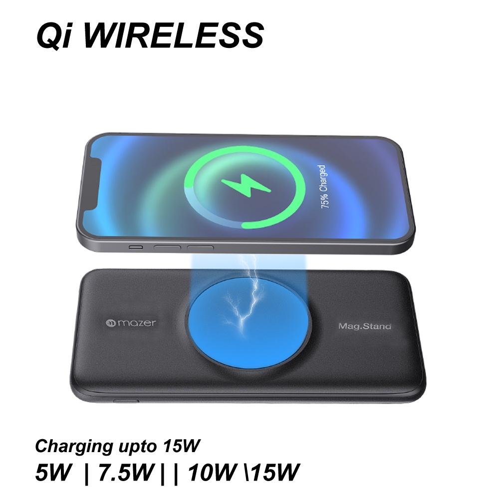 Pin Sạc Không Dây Mazer Infinite.Boost Mag.Stand Qi Wireless 15W/10000mAh- hàng chính hãng.