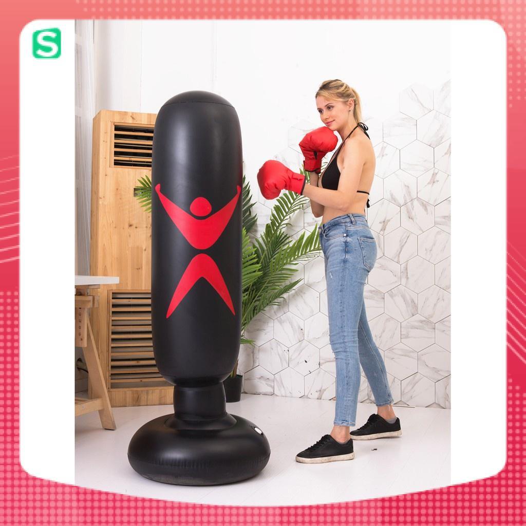 Bao cát boxing bơm hơi, Trụ đấm bốc tự cân bằng đế đổ nước có tặng kèm bơm hơi