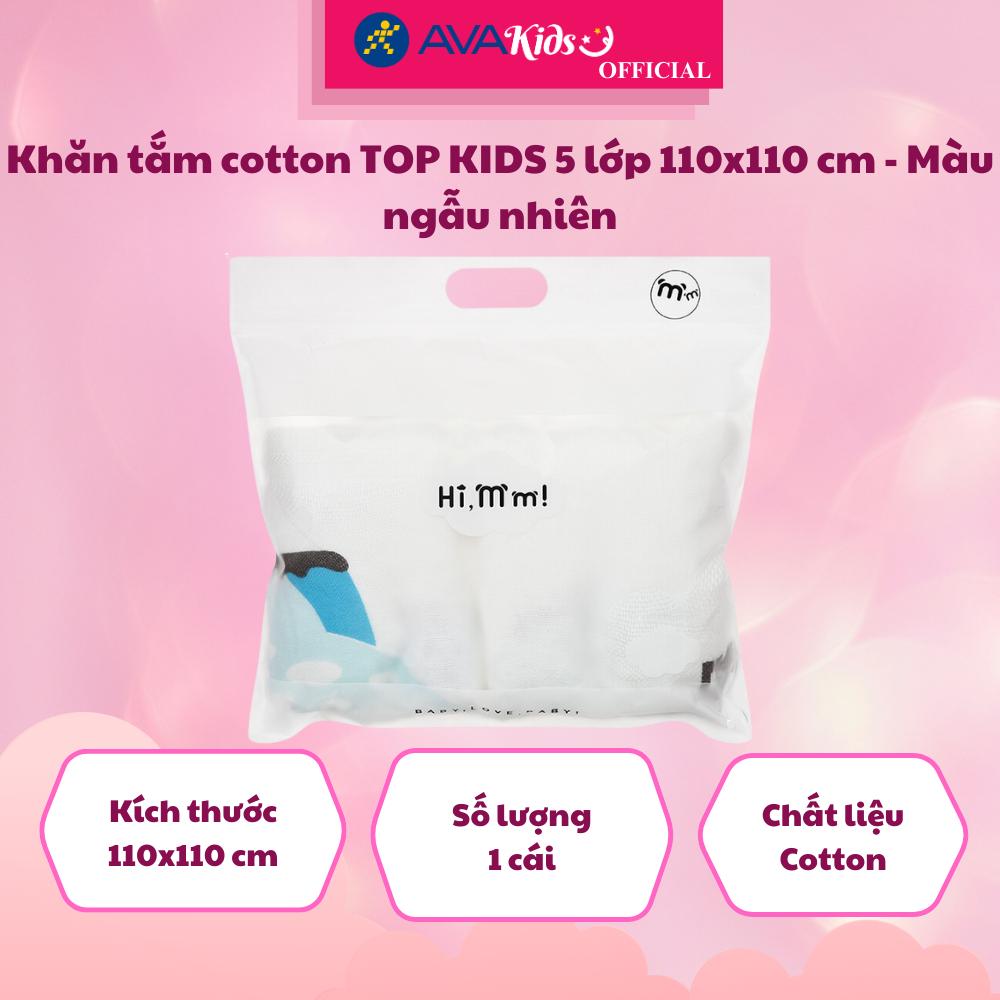 Khăn tắm cotton TOP KIDS 5 lớp 110x110 cm - Màu ngẫu nhiên