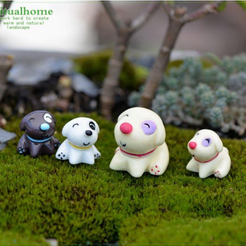 Phụ kiện chó béo ngồi dùng trang trí tiểu cảnh terrarium, cây cảnh, handmade
