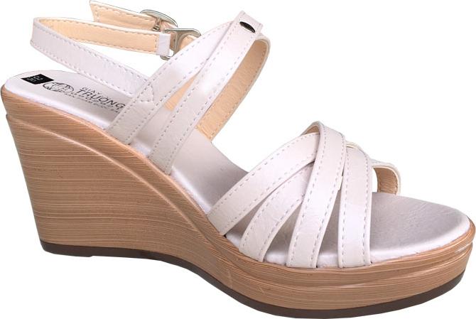 Giày sandal nữ Trường Hải đế xuồng cao 9.5cm màu kem đế PU nhẹ thời trang cao cấp nữ XDN193