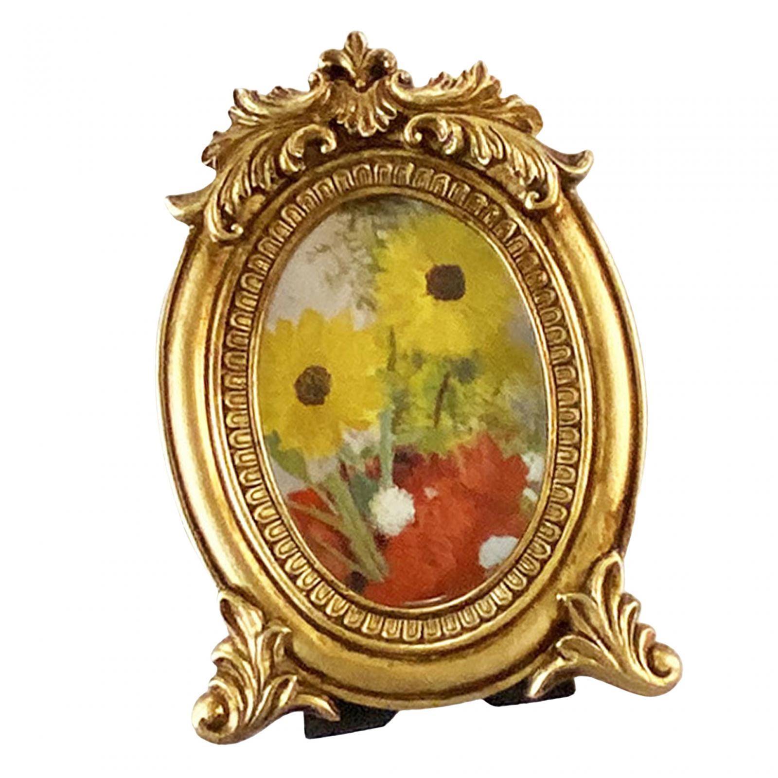 Picture Frame Card Display Holders Bookshelf Carved Floral Resin Photo Frame