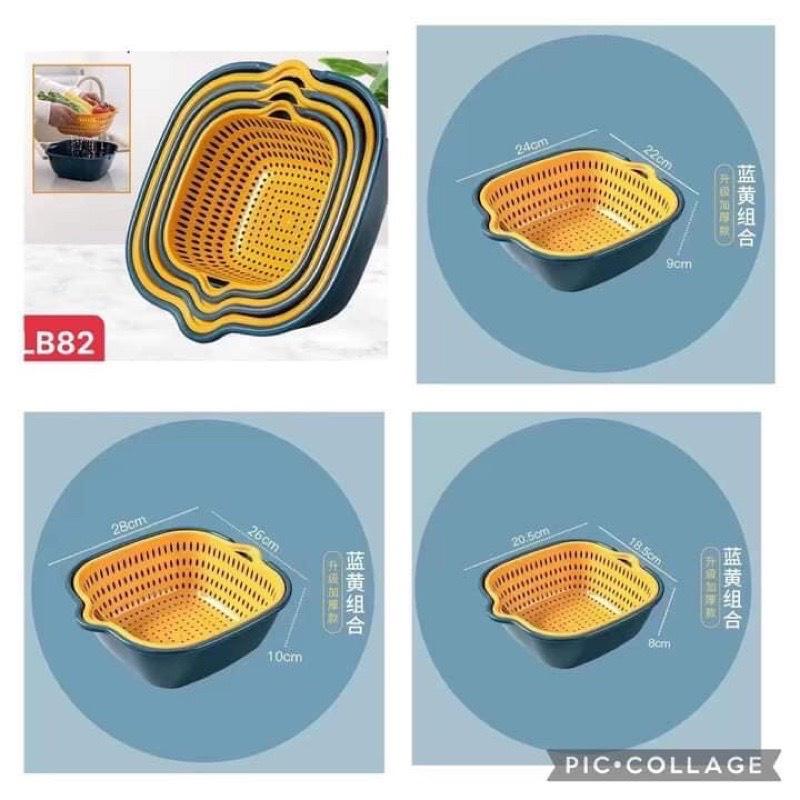 Combo 6 món rổ nhựa đựng đồ ráo nước, bộ rổ nhựa kèm chậu, set rổ nhựa 6 món 5 lớp bền bỉ chắc chắn