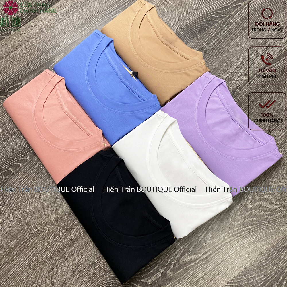 Áo thun nữ Hiền Trần BOUTIQUE phông trơn nam nữ form suông rộng nhiều màu sắc vải cotton cao cấp