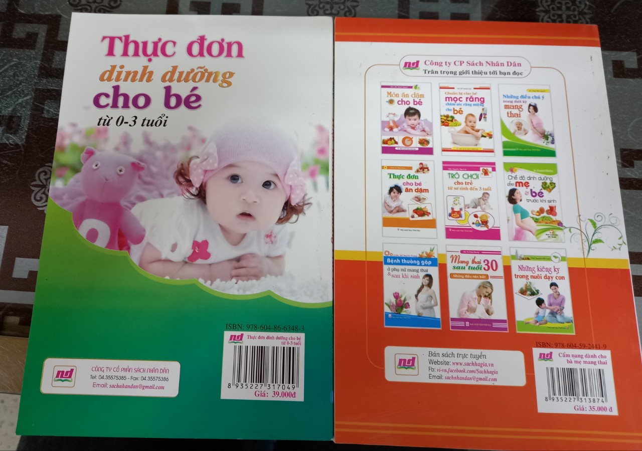 Combo 2 cuốn hực đơn dinh dưỡng cho bé + cẩm nang dành cho bà mẹ mang thai