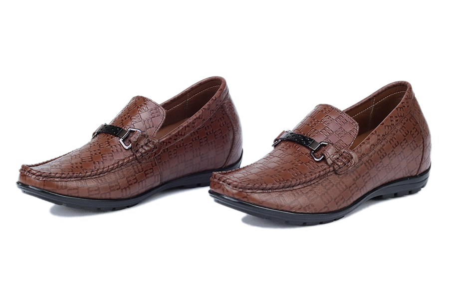 Giày Độn Nam T&TRA Tăng Cao 6Cm- T83 Nâu - Chất Liệu Da Bò Cao Cấp, Đế Cao Su Đúc , Phần Tăng Cao Ẩn Bên Trong