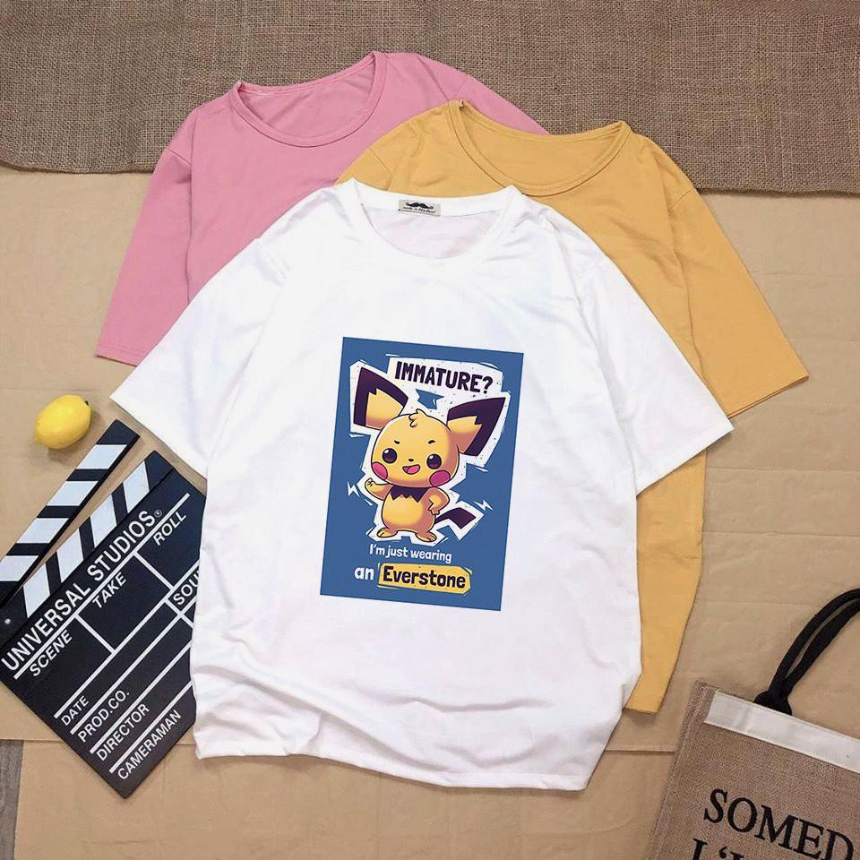 Áo thun tay lỡ unisex họa tiết hoạt hình vải dày mịn 20N1268