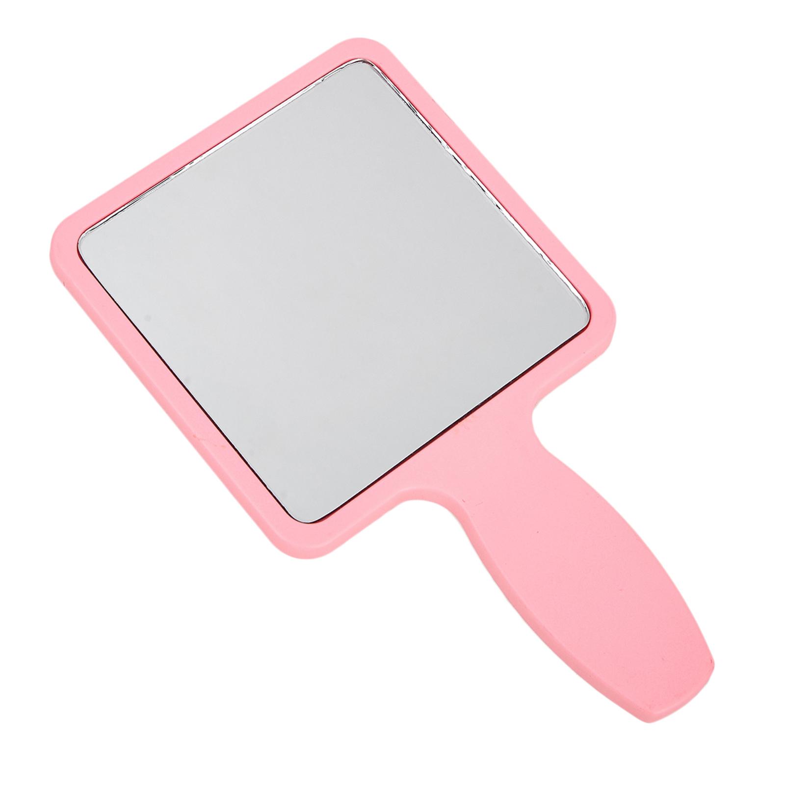 Portable Small Compact Cute Square Shaped Mirror with Handle Cosmetic Beauty Mirror Single Side Look Adorable Design Easier to Hold