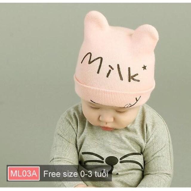 Mũ len MILK mùa đông cực ấm cho bé từ 3 tháng - 2.5 tuổi