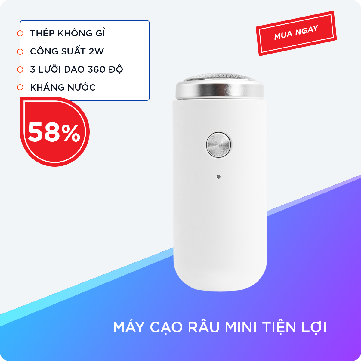 Máy Cạo Râu Mini Tiện Lợi, Dụng Cụ Cạo Râu Thông Minh Thời Gian Hoạt Động Lên Đến 90', Chất Liệu Thép Không Gỉ