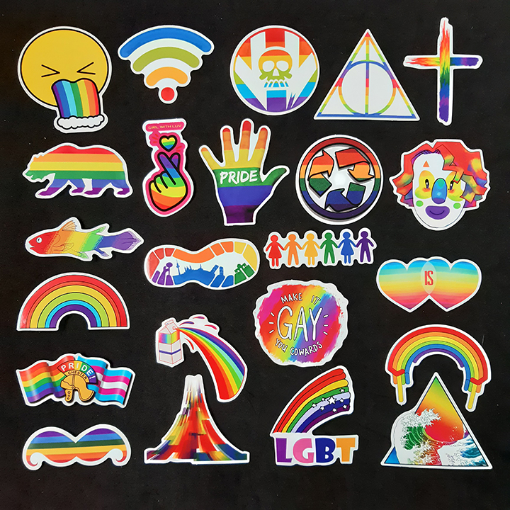 Bộ Sticker dán cao cấp chủ đề CẦU VỒNG LGBT - Dùng dán Xe, dán mũ bảo hiểm, dán Laptop, dán đàn