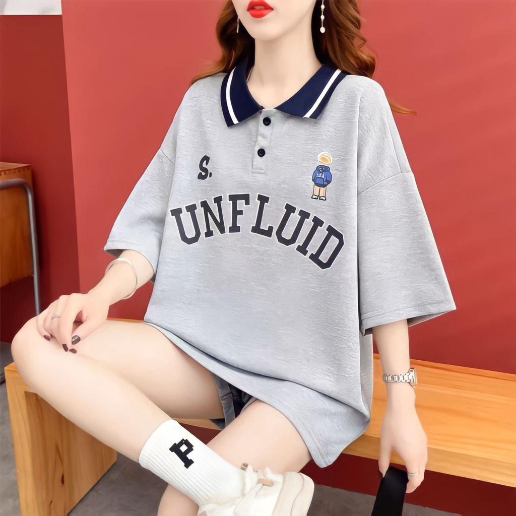 Áo Polo Cộc Tay In Chữ UNFLUID Dáng Rộng