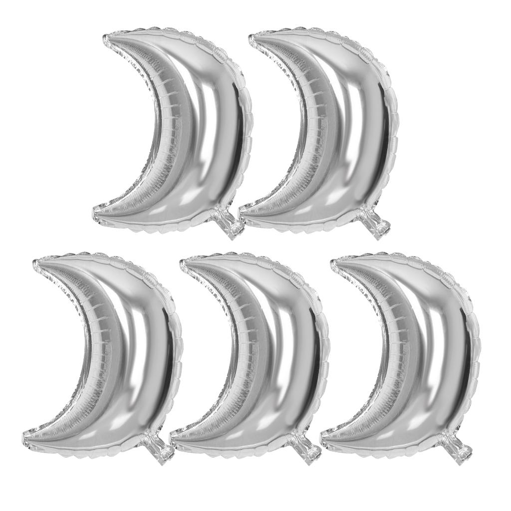 5 Pieces Mylar Moon Balloon Foil Air Balloon for Wedding Baby Shower Silver