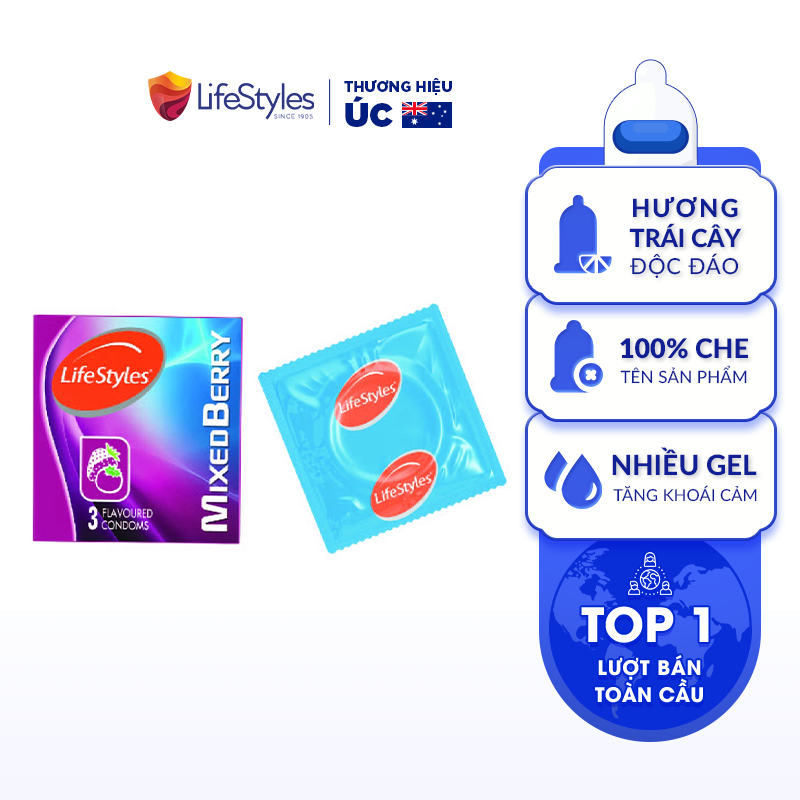 Bao Cao Su Hương Dâu LifeStyles Mixed Berry
