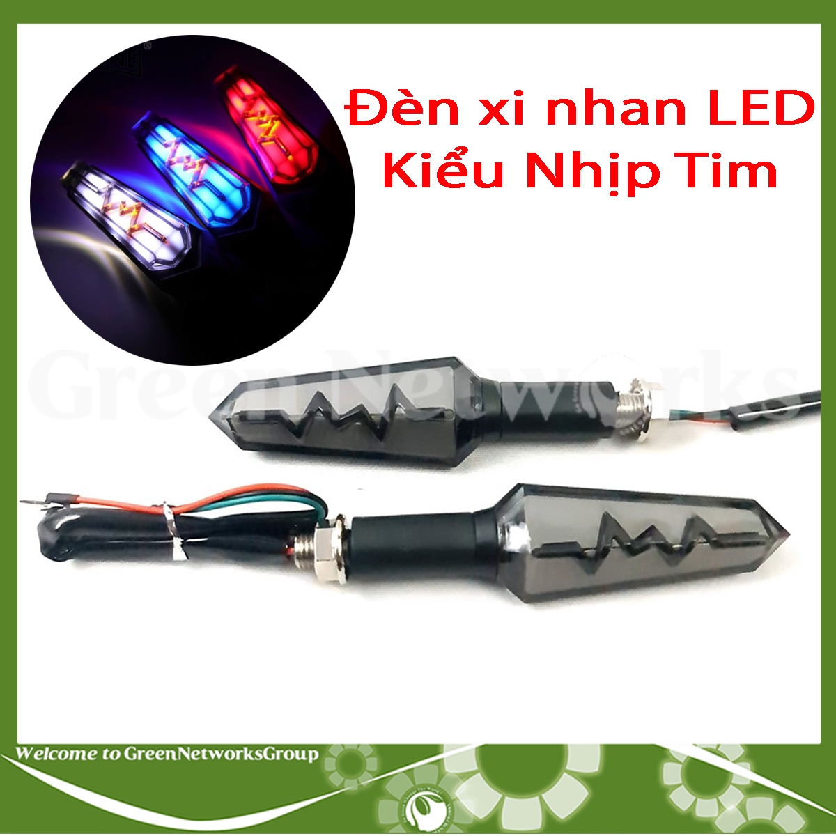 Đèn xi nhan led kiểu nhịp tim ( zic zag ) gắn được nhiều dòng xe máy Green Networks Group ( 1 Cặp )