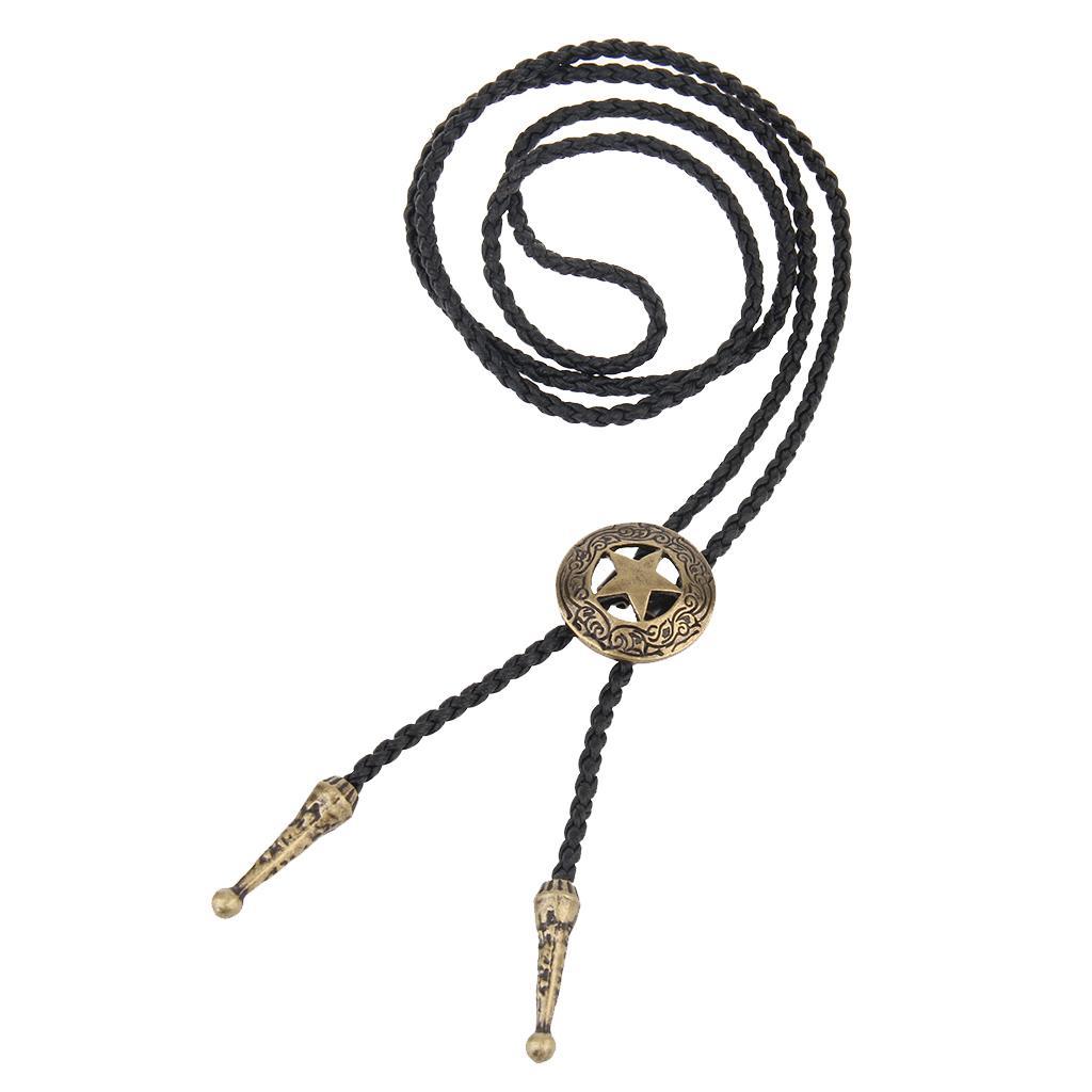 Bolo Bola Tie Rodeo Cowboy PU Leather Star Pendant Necktie Antique
