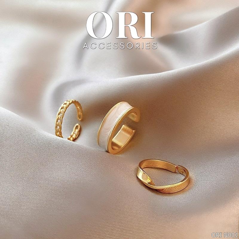 Set 3 nhẫn nữ Freesize đơn giản Nerissa thời trang tinh tế ORI ACCESSORIES N001