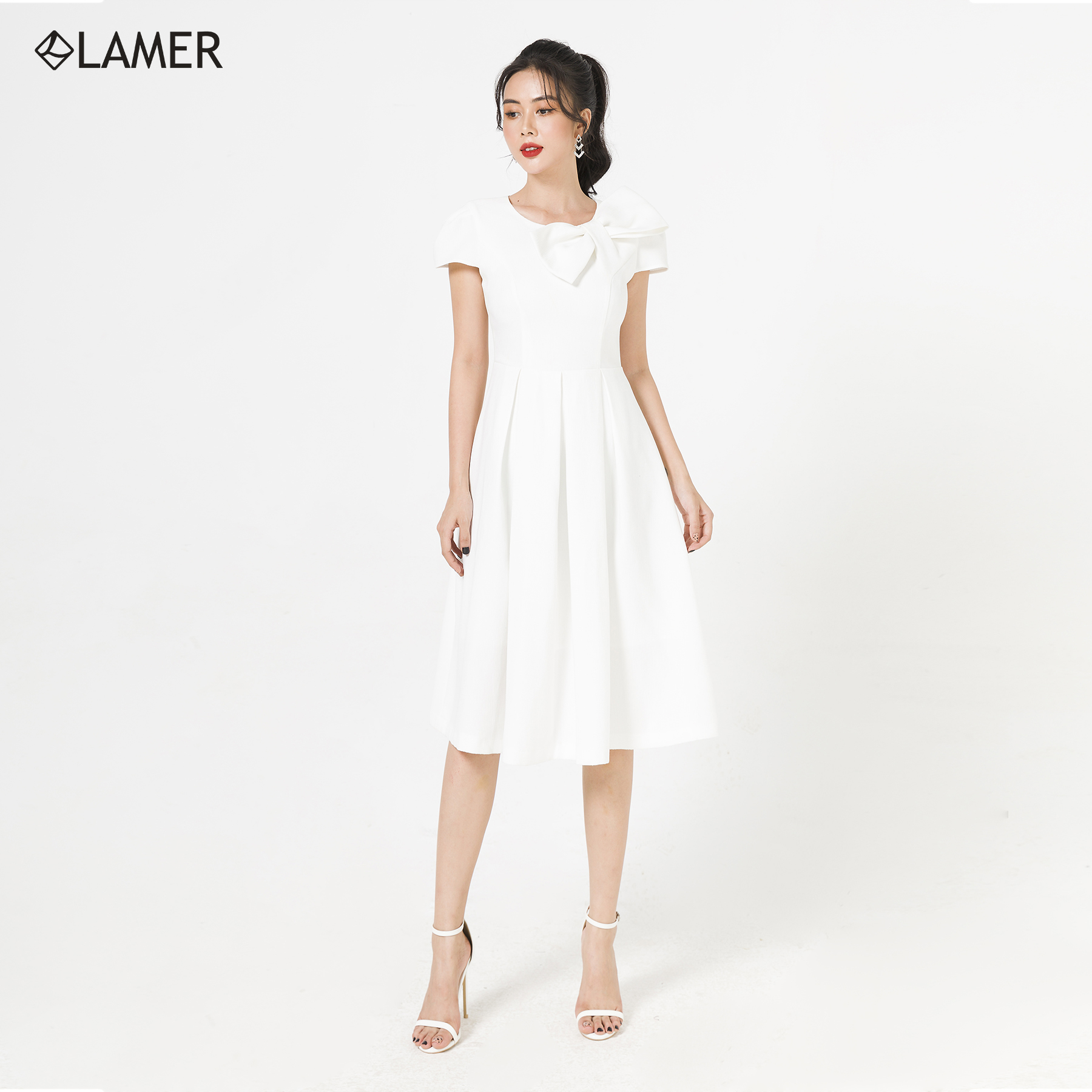 Đầm dạ hội xòe nơ cổ LAMER S63I20Q039