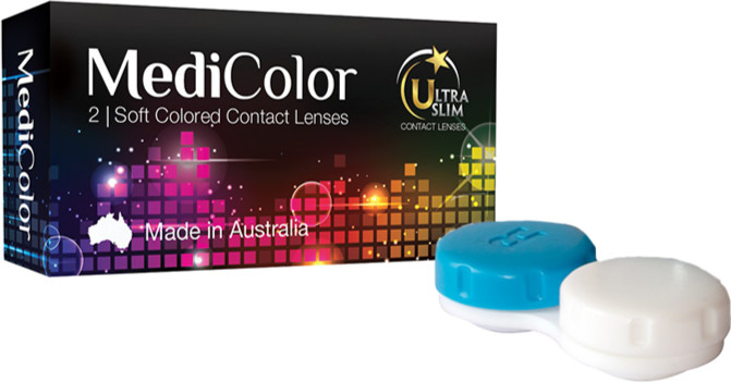 Kính Áp Tròng Australia Màu Đen 0 độ Mediclear 3 Tháng - Lens Màu Đen + Khay Đựng