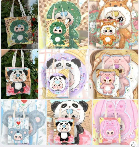 [KoSuyTu] Túi Vải Canvas Cao Cấp Hot Trend Họa Tiết Ba.By.Thr.ee - Size Lớn 35×40cm - Trẻ Trung, Đi Học, Đi Chơi