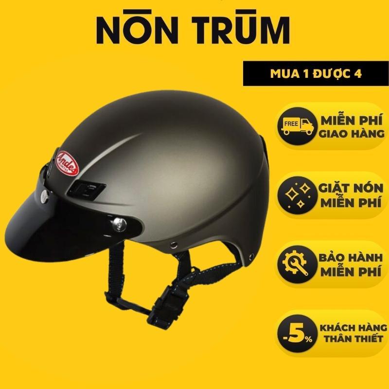 Nón bảo hiểm nửa đầu ANDES 109 gắn lưỡi trai màu đen chính hãng