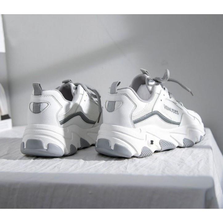 Giày sneaker thể thao nữ đế độn 5cm thời trang hàn quốc (trắng xám) 000035