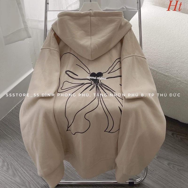 Áo khoác nỉ cotton nơ in 2 mặt H2A768