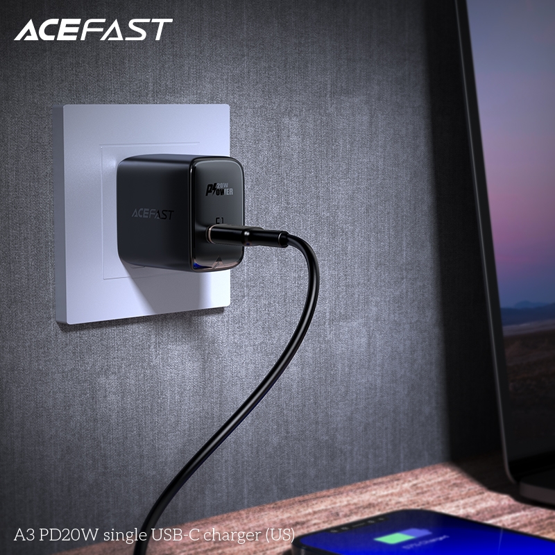 Sạc Acefast PD3.0 20W 1 cổng USB-C (US) - A3 Hàng chính hãng Acefast