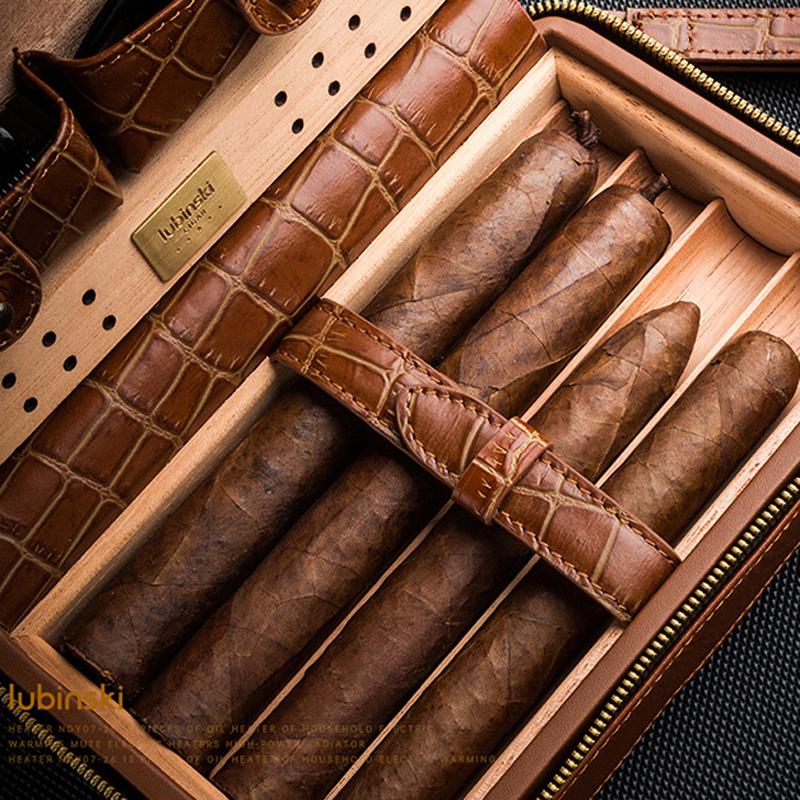 Hộp đựng Cigar 4 điếu kèm bật lửa và dao cắt LUBINSKI YJA-60007