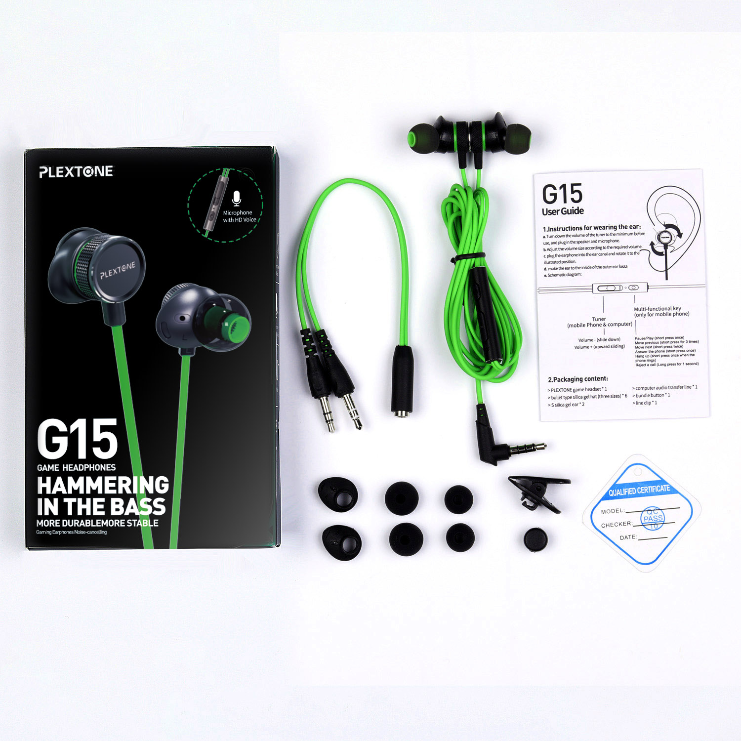 Tai nghe Gaming Plextone, tai nghe nhét tai in ear hỗ trợ chống ồn dành cho game thủ chuyên nghiệp + Tặng Kèm Móc Khóa 4Tech - Hàng Chính Hãng.