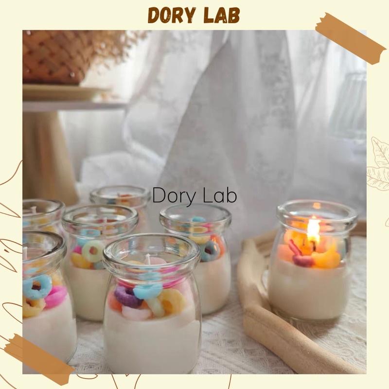 Nến Thơm Ly Sữa Chua Topping Kẹo Vòng Màu Sắc Handmade Không Khói, Phụ Kiện Decor - Dory Lab