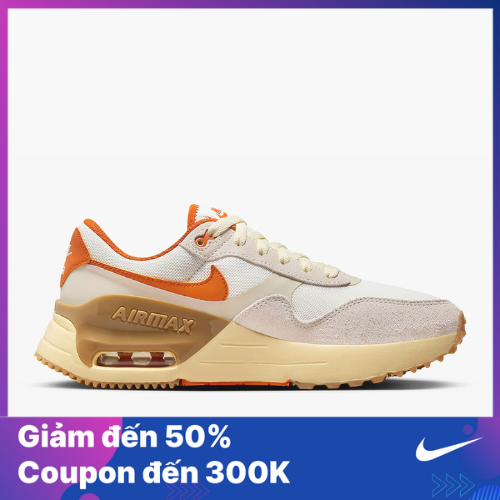 Giày thời trang Nữ W NIKE AIR MAX SYSTM - SAIL/CAMPFIRE ORANGE-LT OREWOOD BRN - 8.5 US