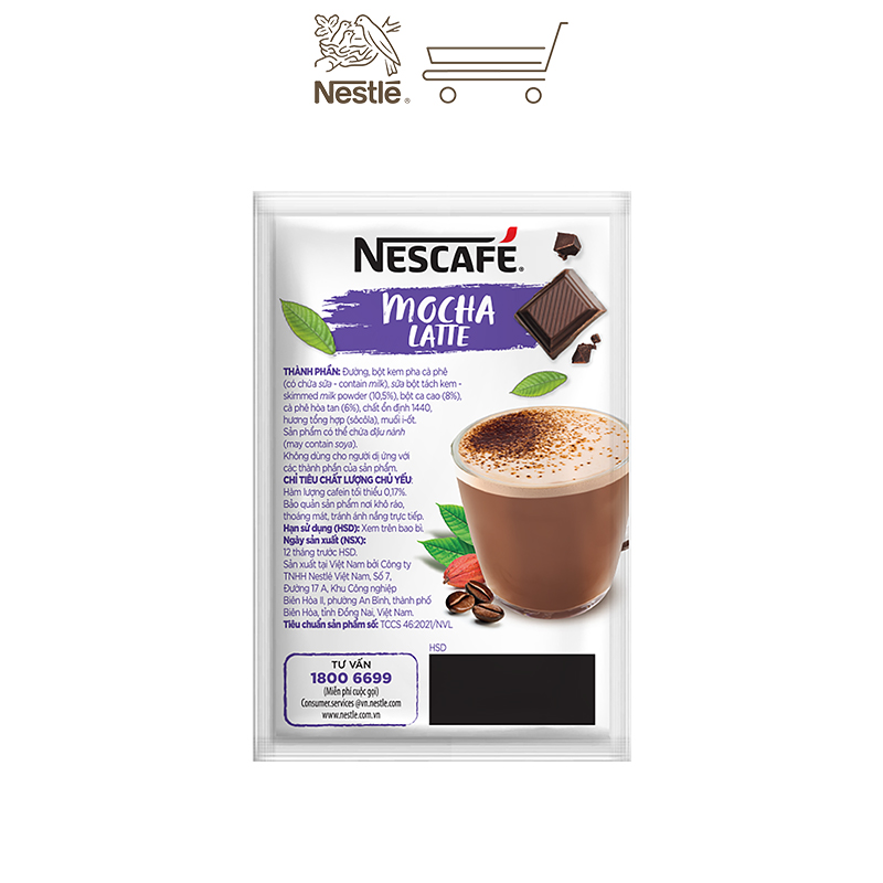 Cà phê hòa tan Nescafé Latte vị sô cô la (Hộp 10 gói x 24g)