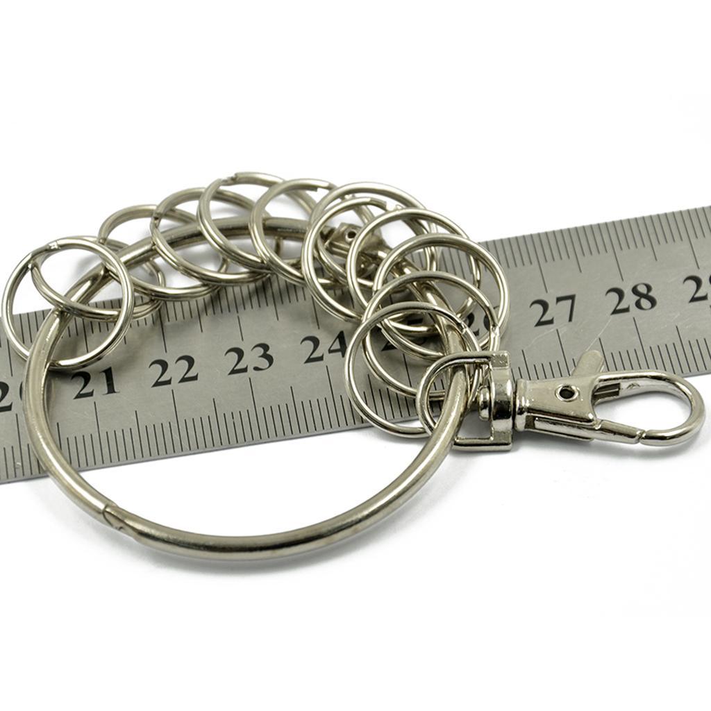 Silver Large Round Alloy Keyring Key Holder Housekeeper Key Chain Key Rings