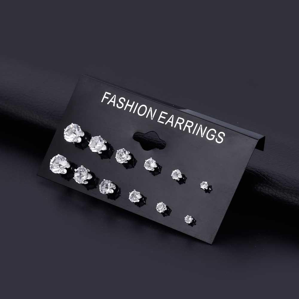 ALIUTOM Thời Trang 6 Cặp/bộ Punk Zircon Pha Lê Bông Bộ Bông Tai Nữ Hoa Tròn Gothic Thiết Kế D'oreille Trang Sức Bijoux