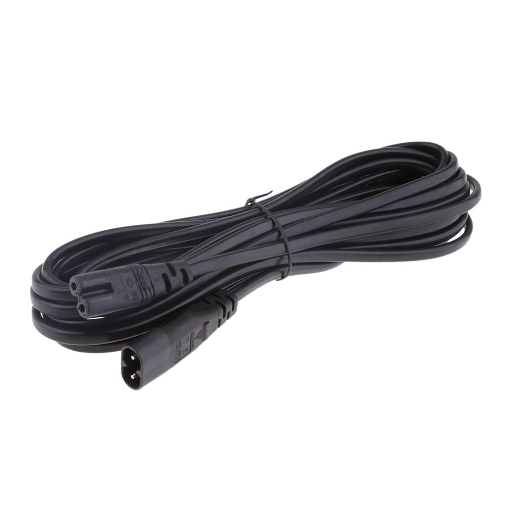 IEC 320 C8 Để C7 Cắm Chuyển Đổi Adapter Nối Dài Dây Cáp Điện 500 Cm Màu Đen