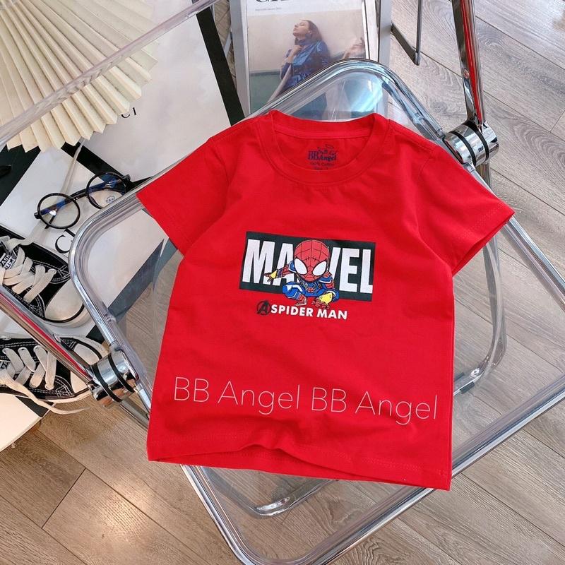 Áo cotton cộc tay bé trai in hình Mavel Spider Man với năm màu ghi. vàng. trắng. đen. đỏ sz 25-35kg