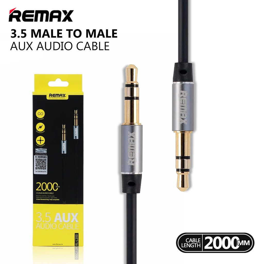 Dây cáp âm thanh Hifi AUX 3.5mm Audio hiệu Remax RL-L100 / Remax RL-L200 truyền tải âm thanh chất lượng cao đầu cáp mạ vàng, công nghệ chống đứt gãy (giao màu ngẫu nhiên) - Hàng nhập khẩu