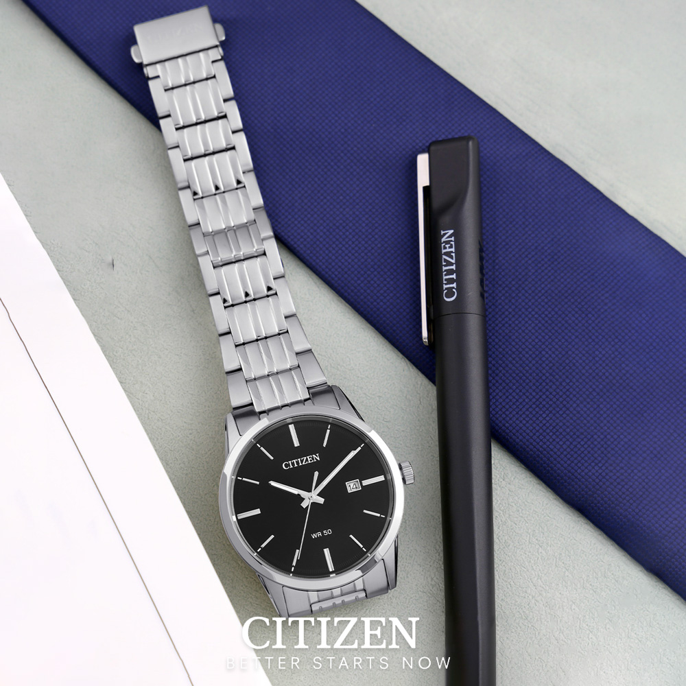 Đồng Hồ Nam Citizen Pin-Quartz Dây Thép Không Gỉ BI5000-52E - Mặt Đen (39mm)