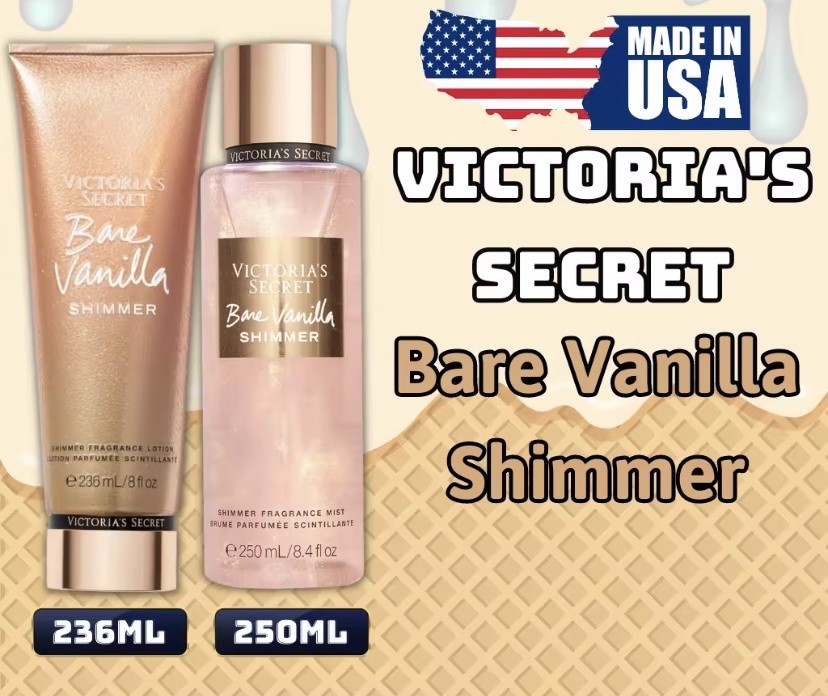 Victoria Secret Shimmer Bare Vanilla , Body Mist Victoria Secret 250ml, Lotion Victoria Secret 236ml