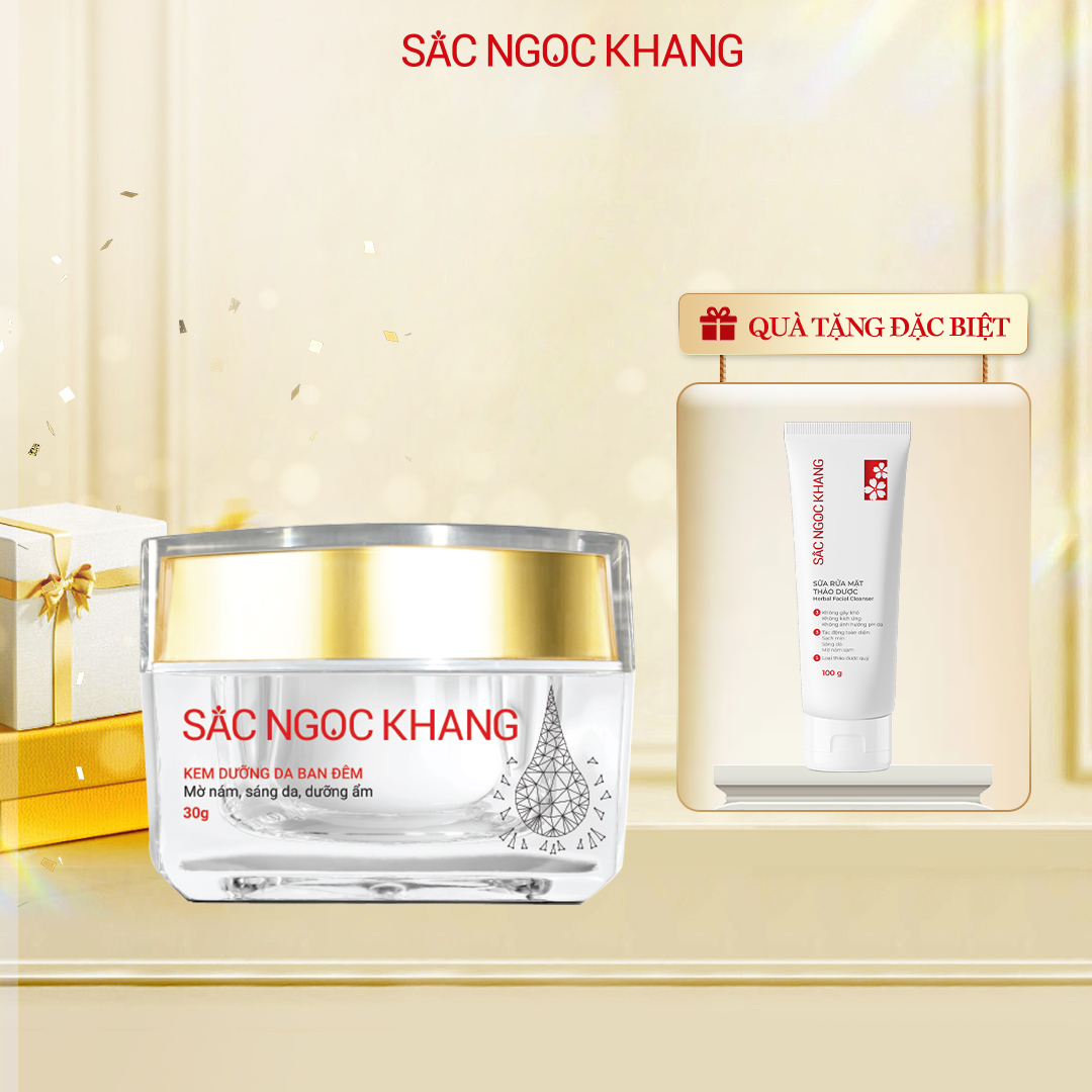 Kem Dưỡng Da Ban Đêm Sắc Ngọc Khang 30g giúp dưỡng ẩm, hỗ trợ mờ thâm nám, sạm, tàn nhang