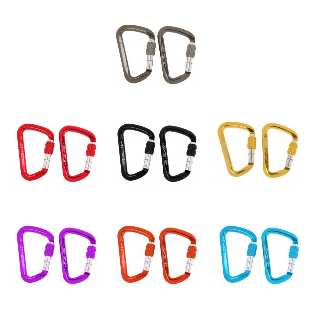 Aluminum D-Ring Carabiner Rock Climbing Screw Locking Karabiners 30KN Red