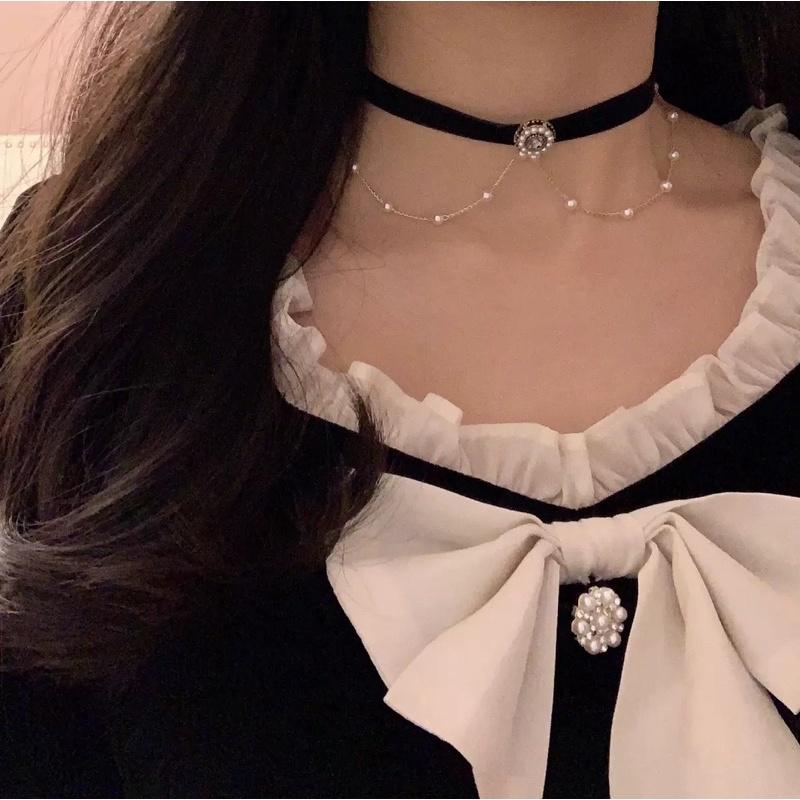 Vòng cổ xinh đính đá nữ tính - Choker đính đá phong cách hàn quốc - Maben