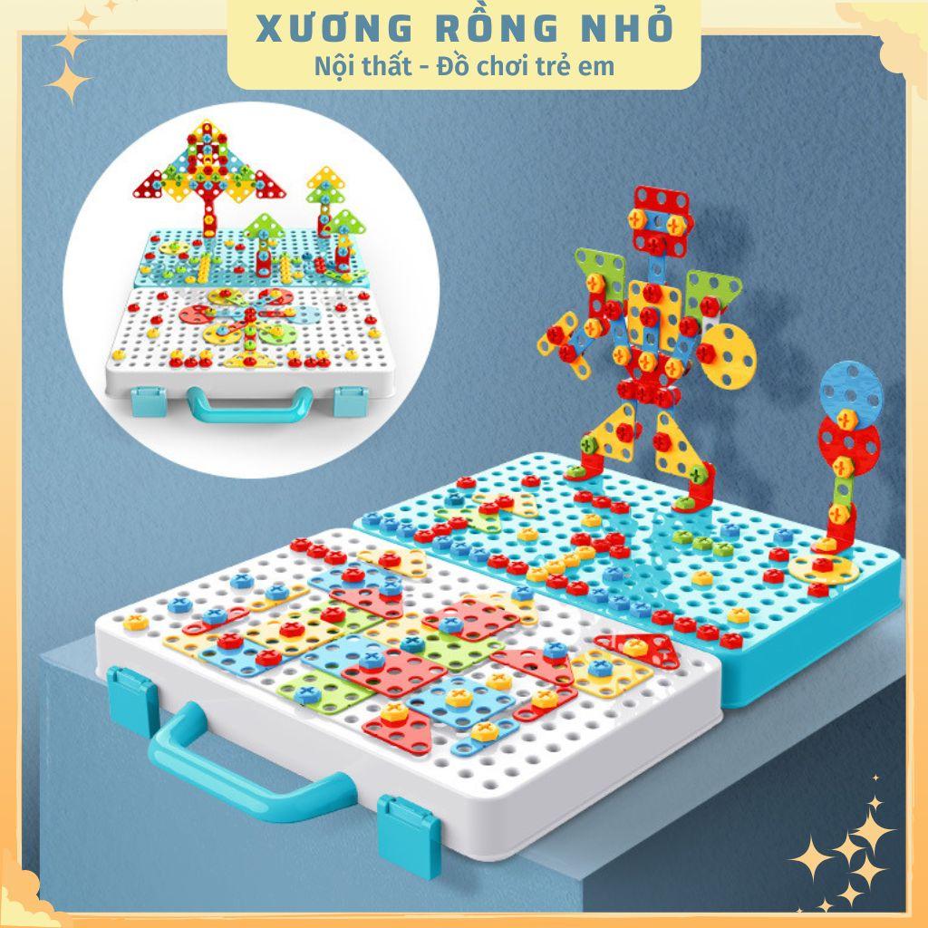 Đồ chơi trí tuệ lắp ráp bắt ốc vít, bộ lắp ghép sáng tạo building block,set gồm cả máy bắt vít và tua vít, hàng đẹp