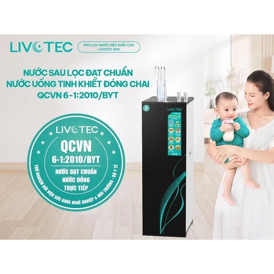 [TẶNG BỘ LÕI] Máy lọc nước RO Livotec 609, Tinh khiết đóng chai, Giàu kiềm, giàu khoáng, 2 chế độ nước