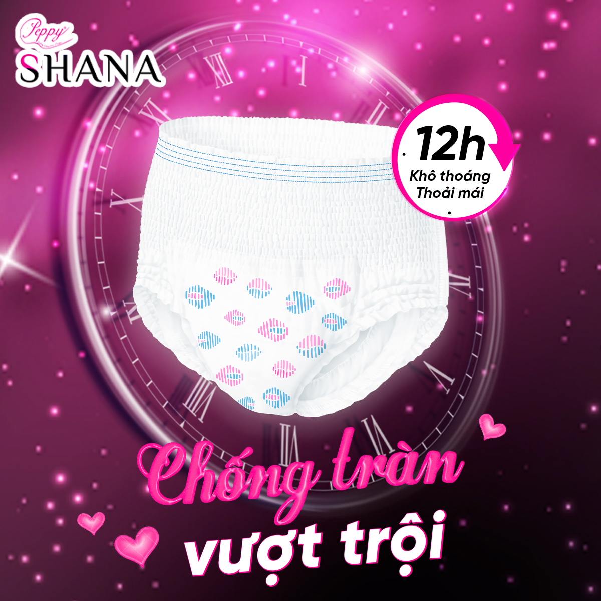 Băng vệ sinh Quần Peppy Shana ngày đêm, mềm mại, thấm hút tối đa, chống tràn GÓI LỚN SIÊU TIẾT KIỆM 10 quần/gói