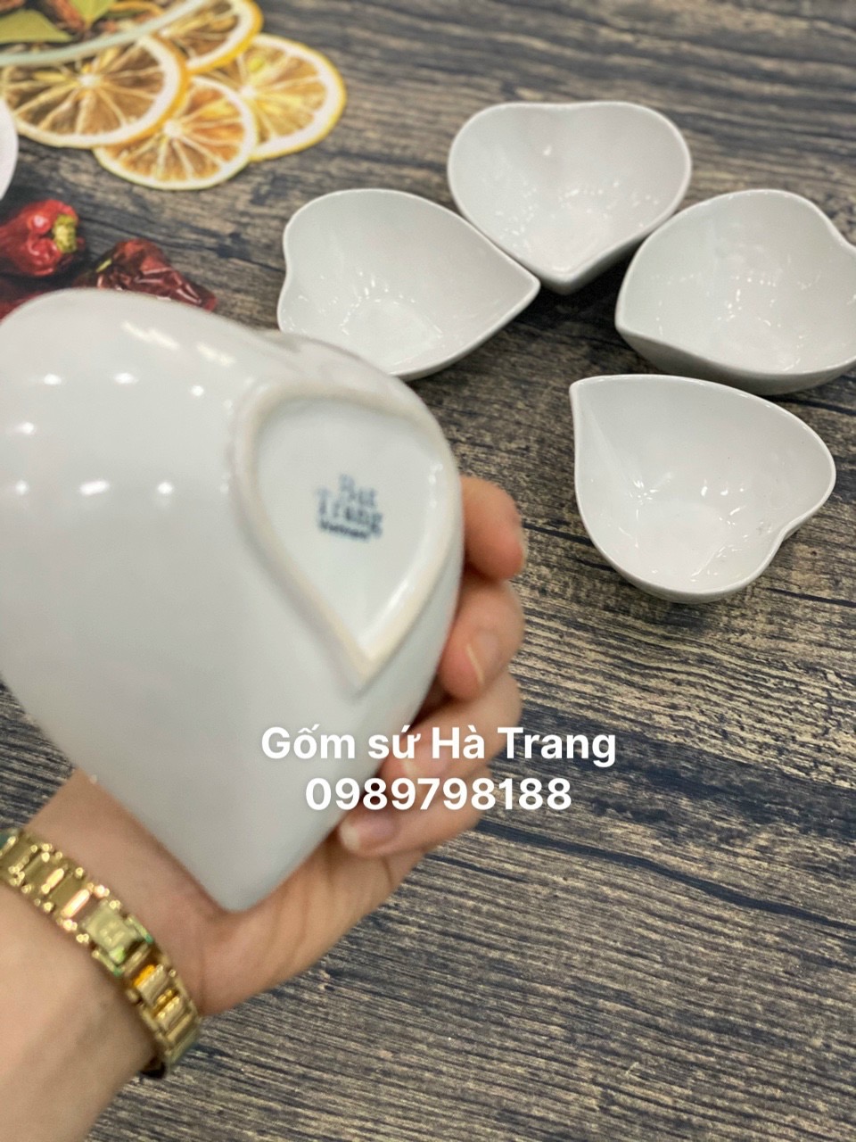 Bộ bát tim gốm sứ Bát Tràng cao cấp