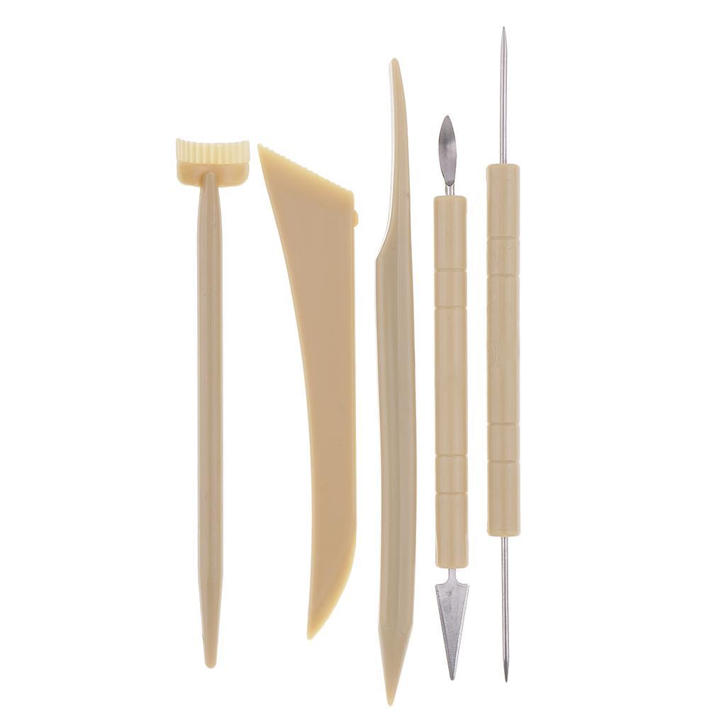5 Pieces Carving Clay Sculpting Hand Tools Modeling Sculpting Tool Plastic Handle Pottery Carving Tool Set Silicone Rubber Shapers Polymer Modeling