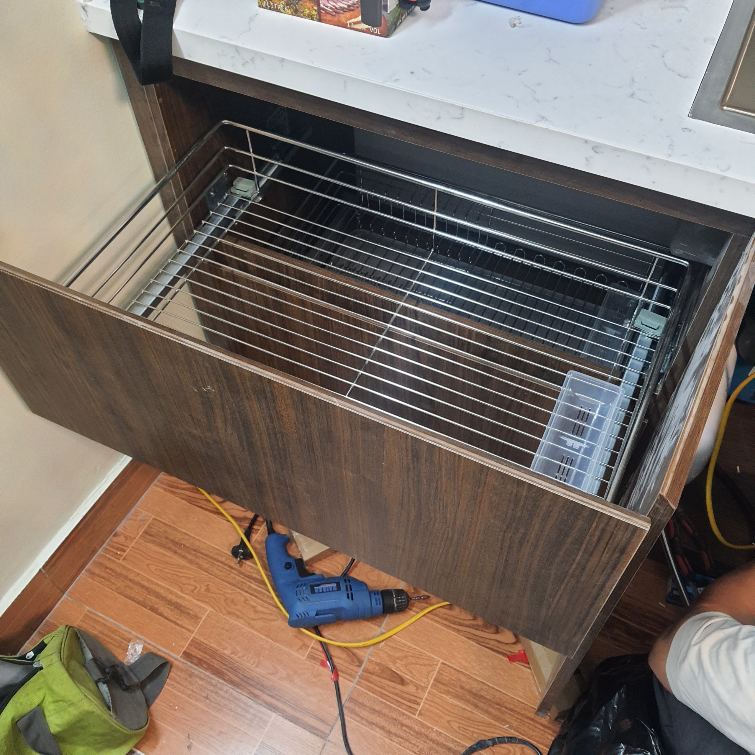 Giá Kéo Xoong Nồi, Kệ Đa Năng Tủ Bếp Dưới Ray Âm Giảm Chấn INOX 304 )
